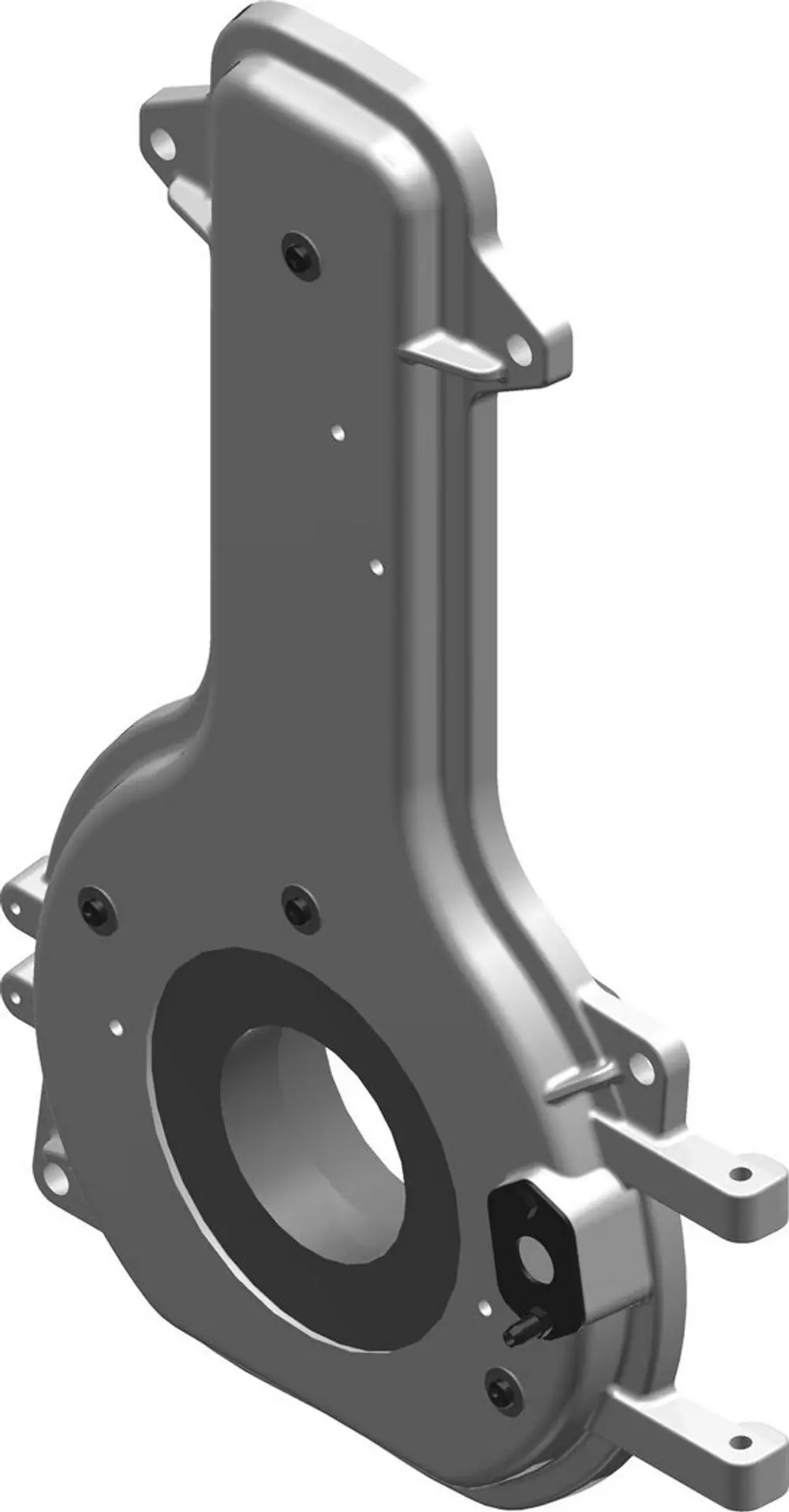 BOSCH Brennertür mit einem ovalen Durchgang und mehreren Befestigungslöchern, aus metallischem Material gefertigt, zeigt eine strukturierte Oberfläche.